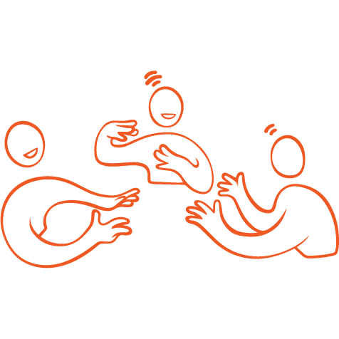 Illustration tre glada figurer pratar och gestikulerar